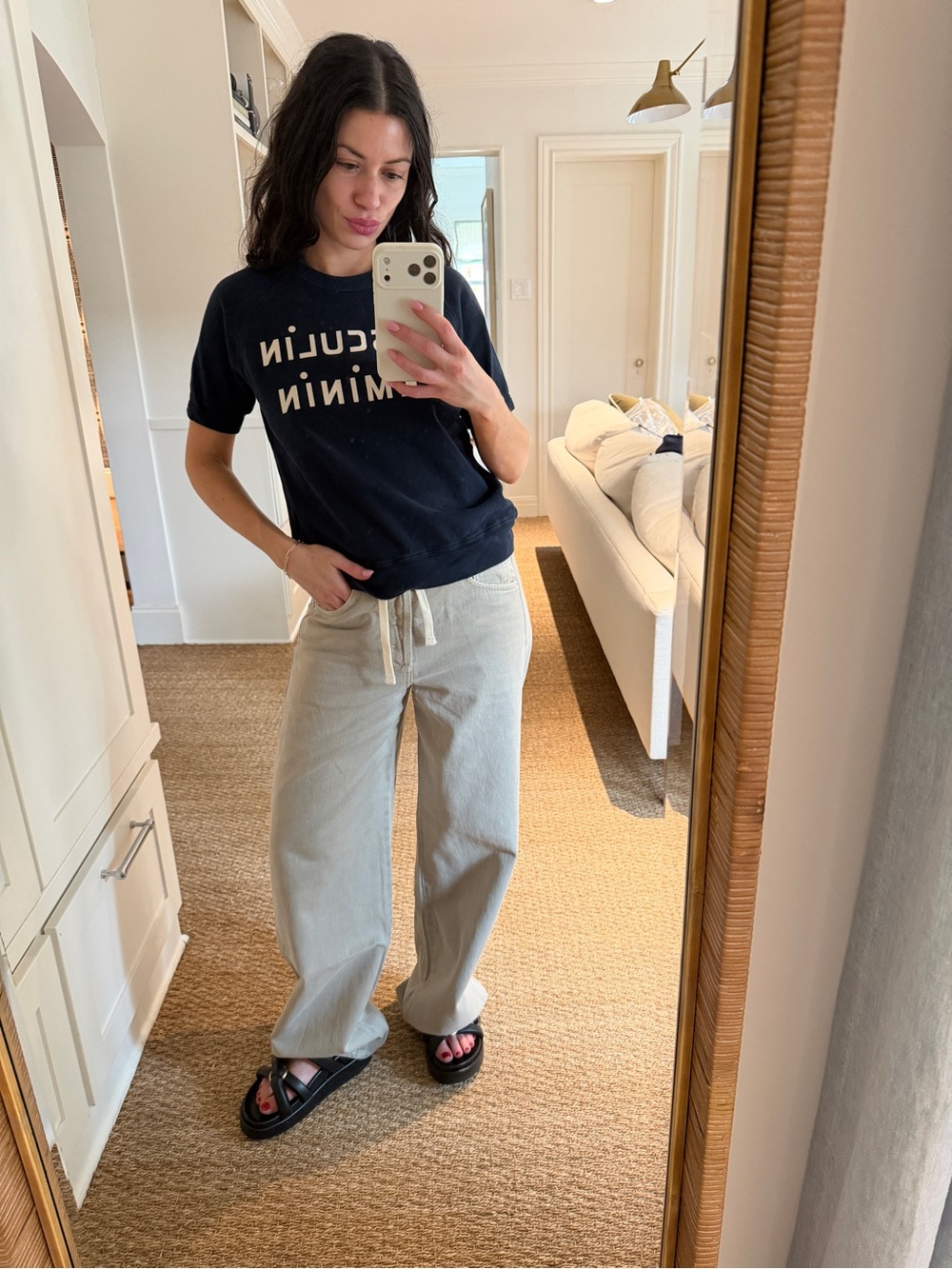 Clare V. Masculin Feminin Navy Sweatshirt Short Sleeve XS - Picture 7 of 11